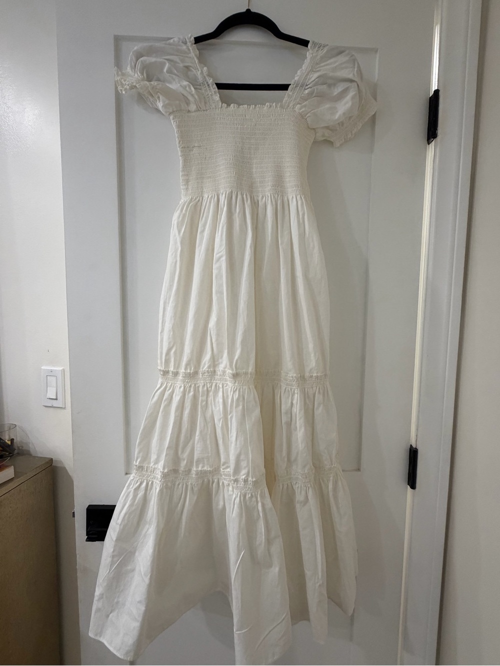 O.P.t Cream Puff Sleeve Maxi Dress - Smocked Bodice